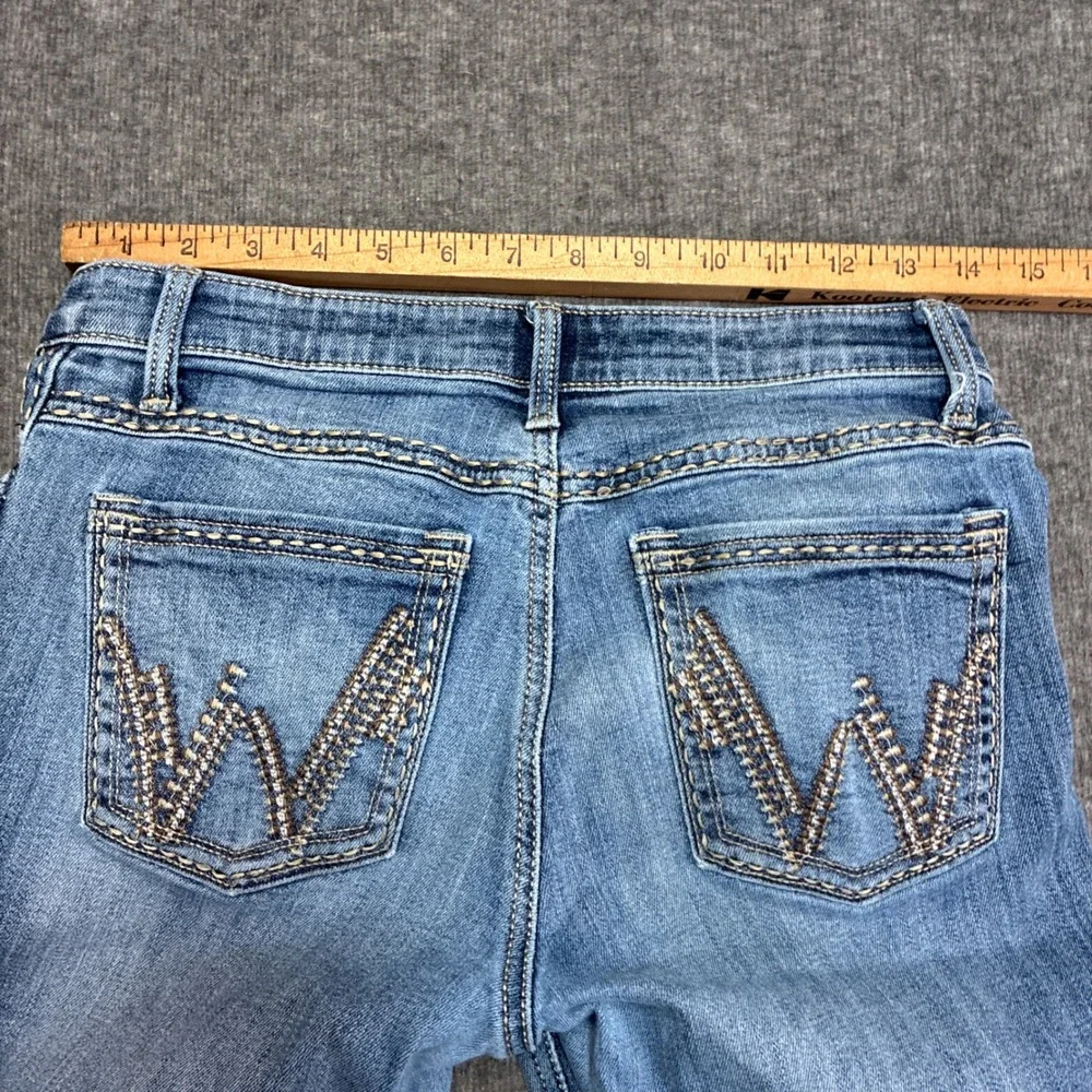 Wrangler Shiloh Riding Jeans Bootcut Womens 7x32 Blue Flex Waistband Embroidered
